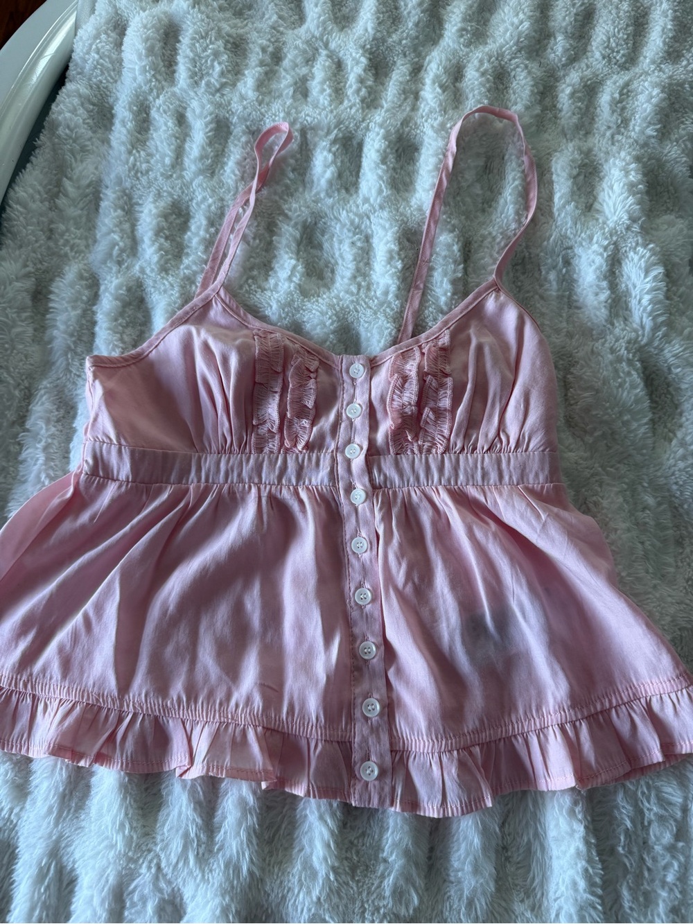 Edikted Pink Ruffle Button-Front Cami Top